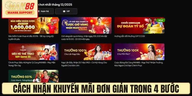 Hướng dẫn cách nhận khuyến mãi MAN88 đơn giản