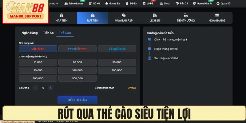 Phương thức rút qua ngân hàng